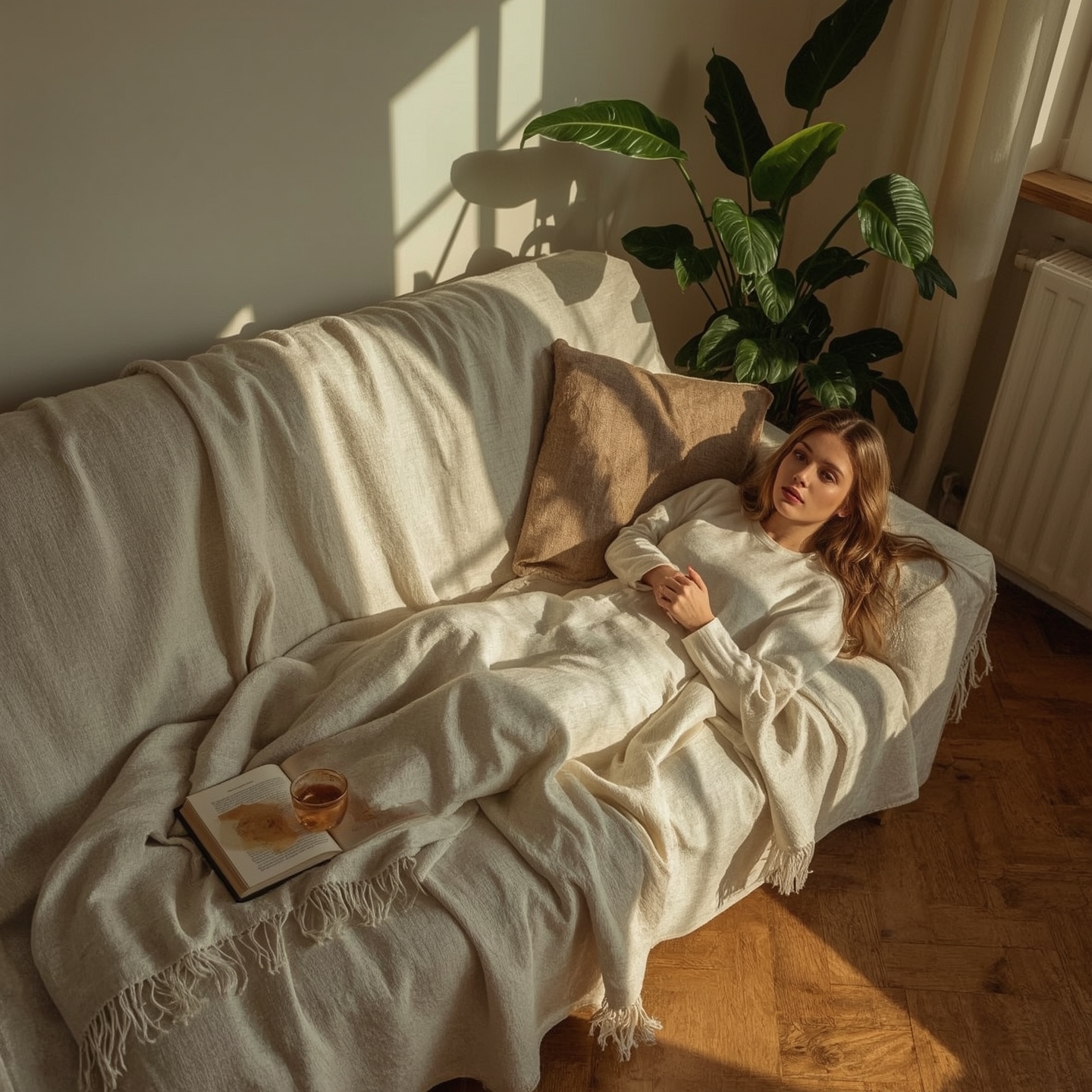 Lucid_Realism_Intrieur_lumineux_avec_un_plaid_doux_en_laine_bl_0